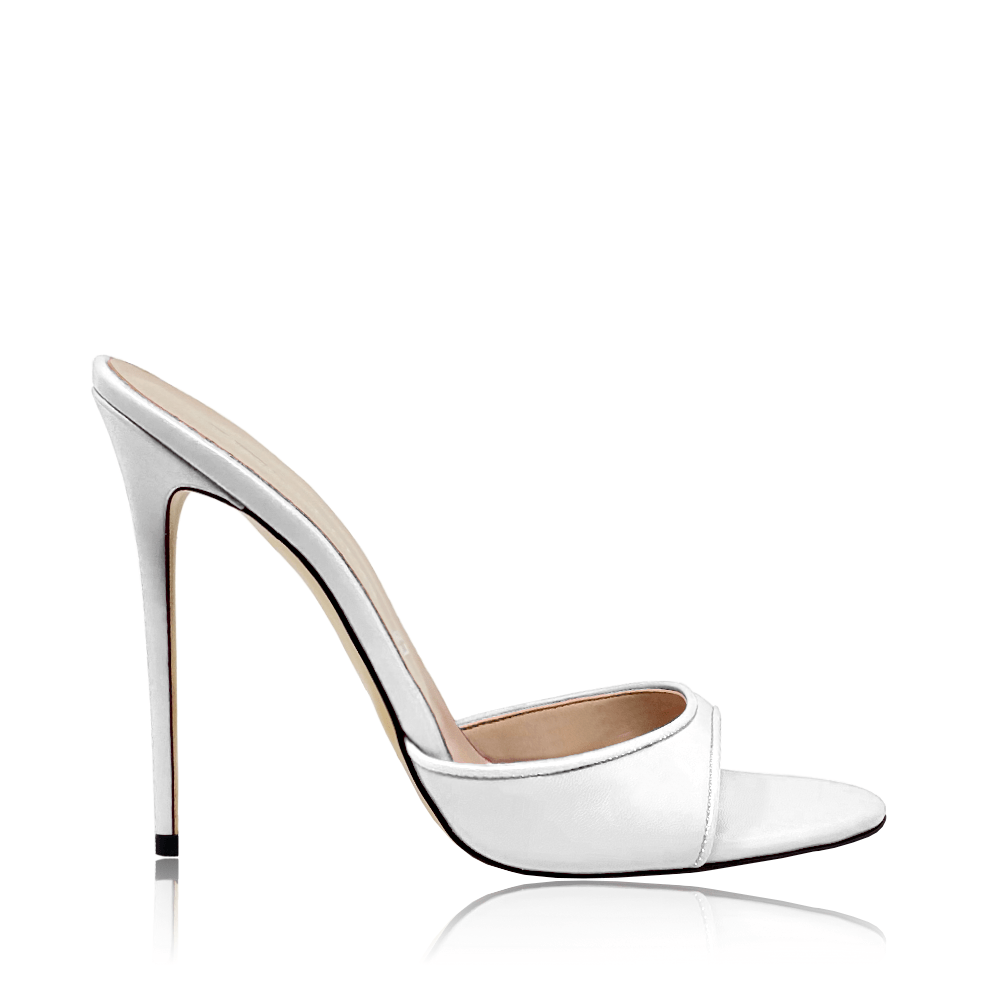 Ladies white leather mules 2025