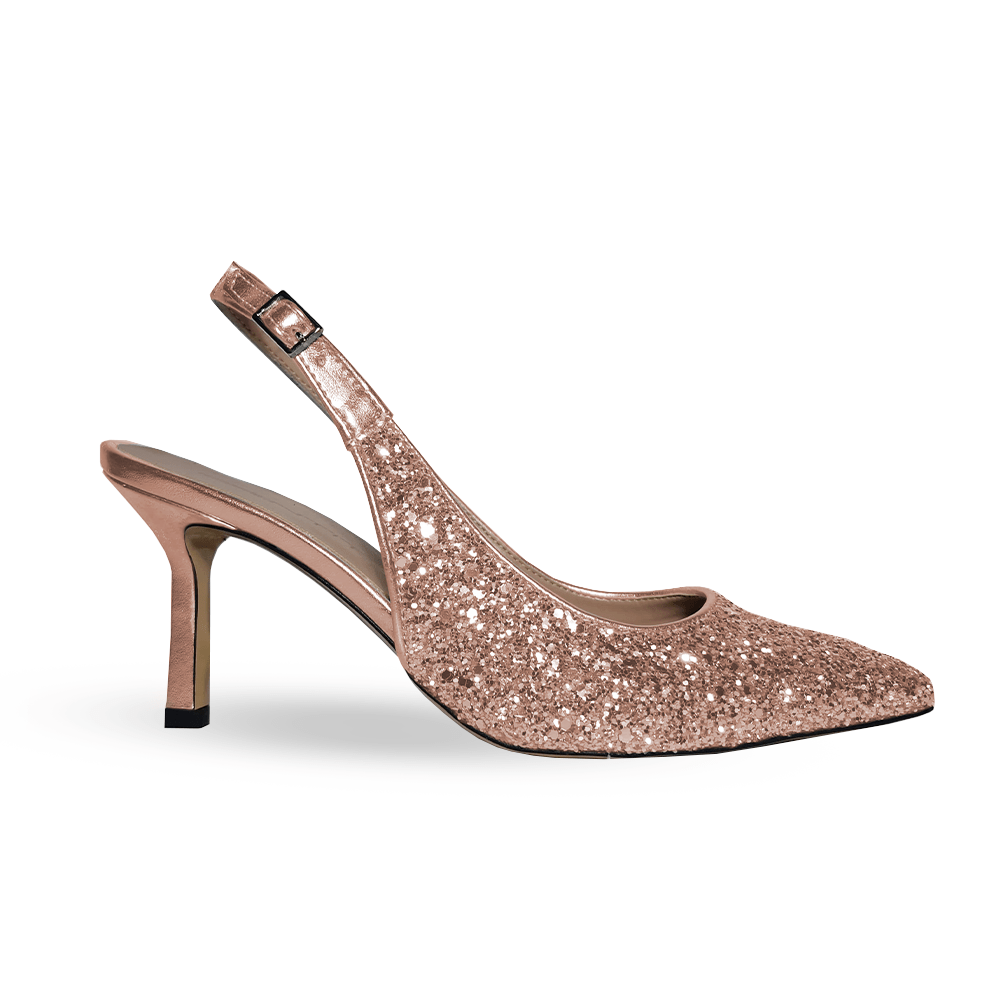 Identità Décolleté Slingback JUSTINA GLITTER ORO ROSA 70mm