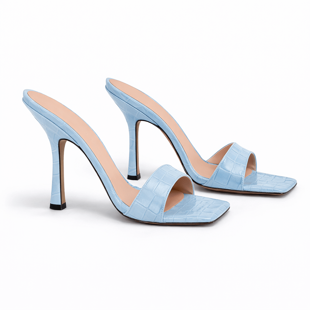 Identità Mules MARIARITA STAMPA COCCODRILLO BLU