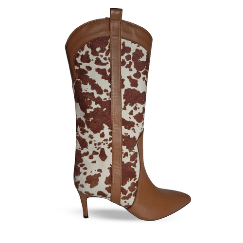 Identità Stivaletti ANNALISA STAMPA MUCCA MARRONE