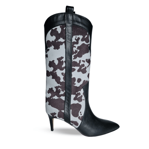 Identità Stivaletti ANNALISA STAMPA MUCCA NERO