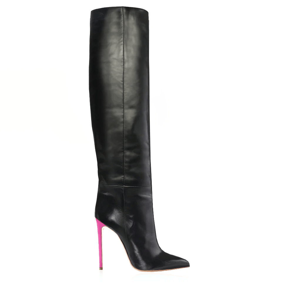 Identità Stivali FANNY PELLE NERO / FUCSIA