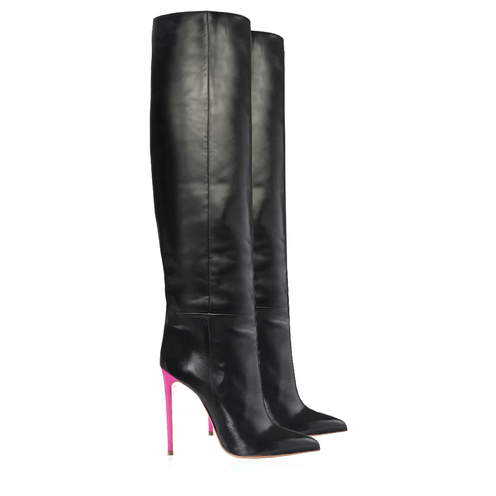 Identità Stivali FANNY PELLE NERO / FUCSIA