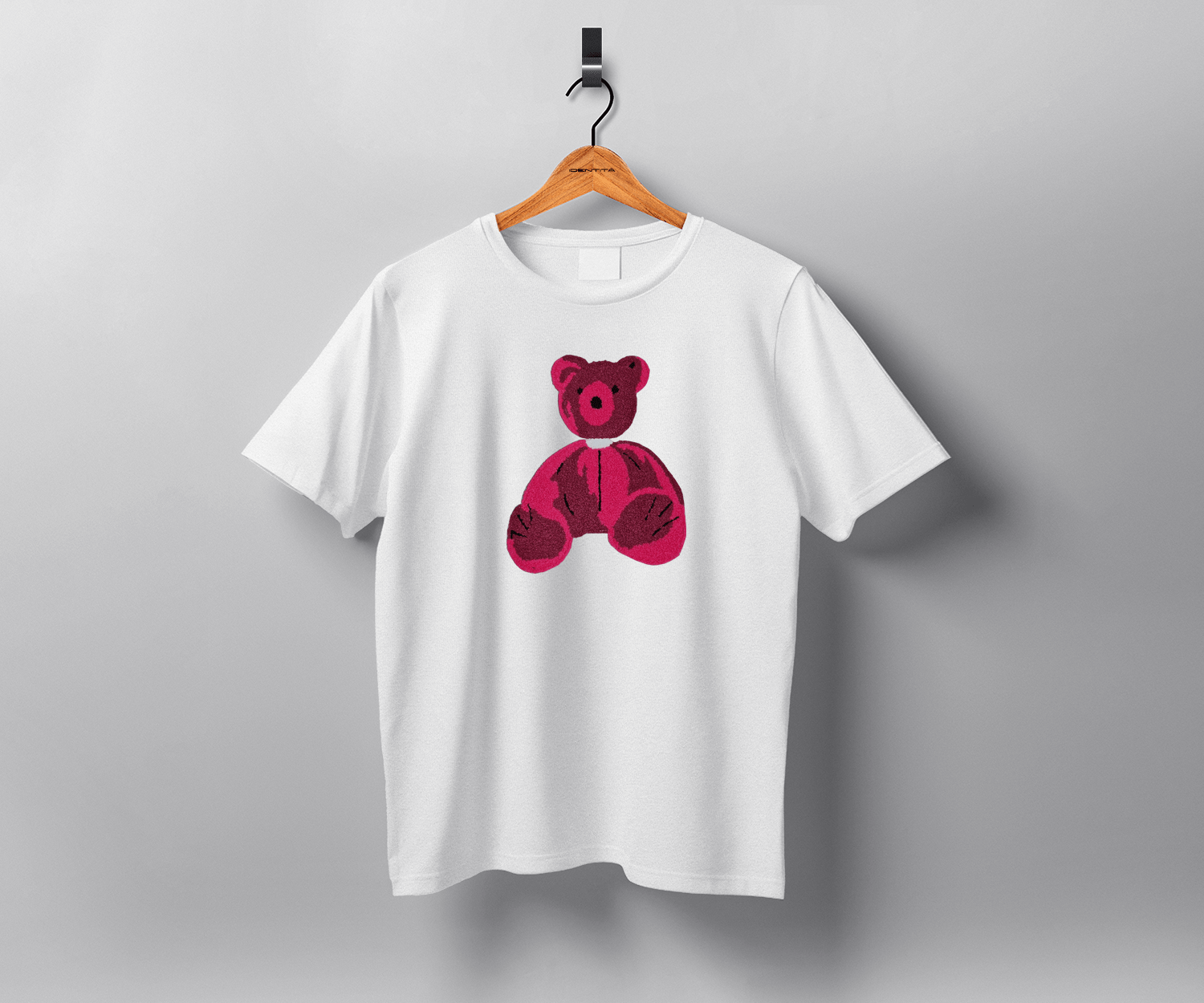 Identità T-Shirt Taglia unica T-shirt a maniche corte - FUCSIA BEAR - BIANCO