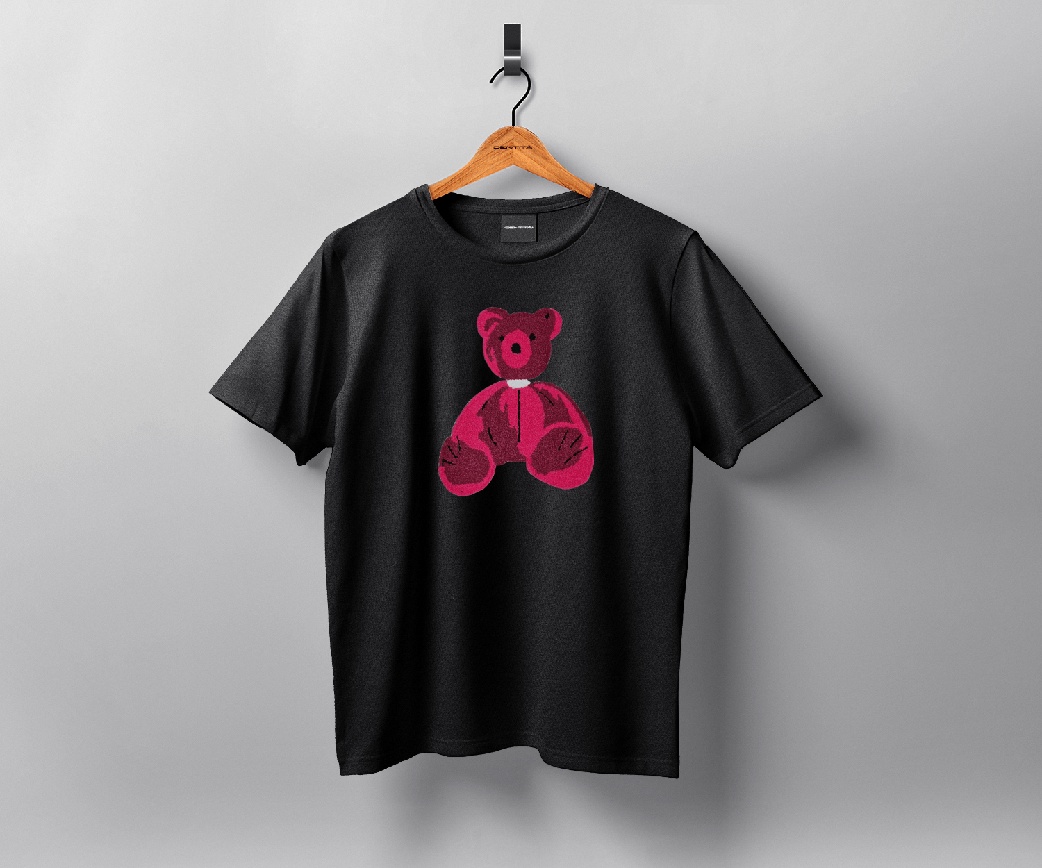 Identità T-Shirt Taglia unica T-shirt a maniche corte - FUCSIA BEAR - NERO
