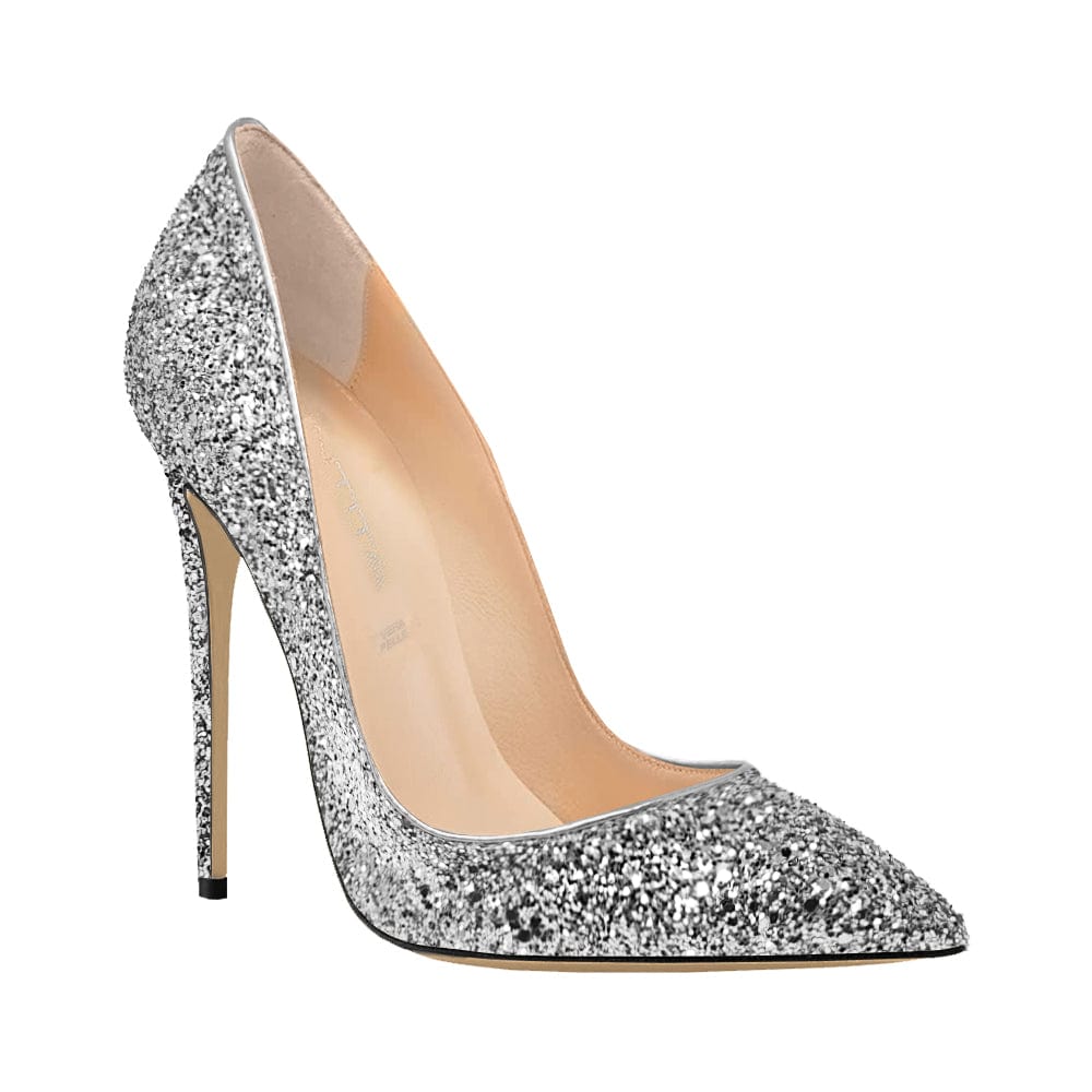 Monki platform square toe heeled shoes in silver glitter | ASOS