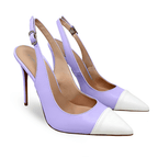 Identità Décolleté Slingback TAKA PELLE LILLA/BIANCO