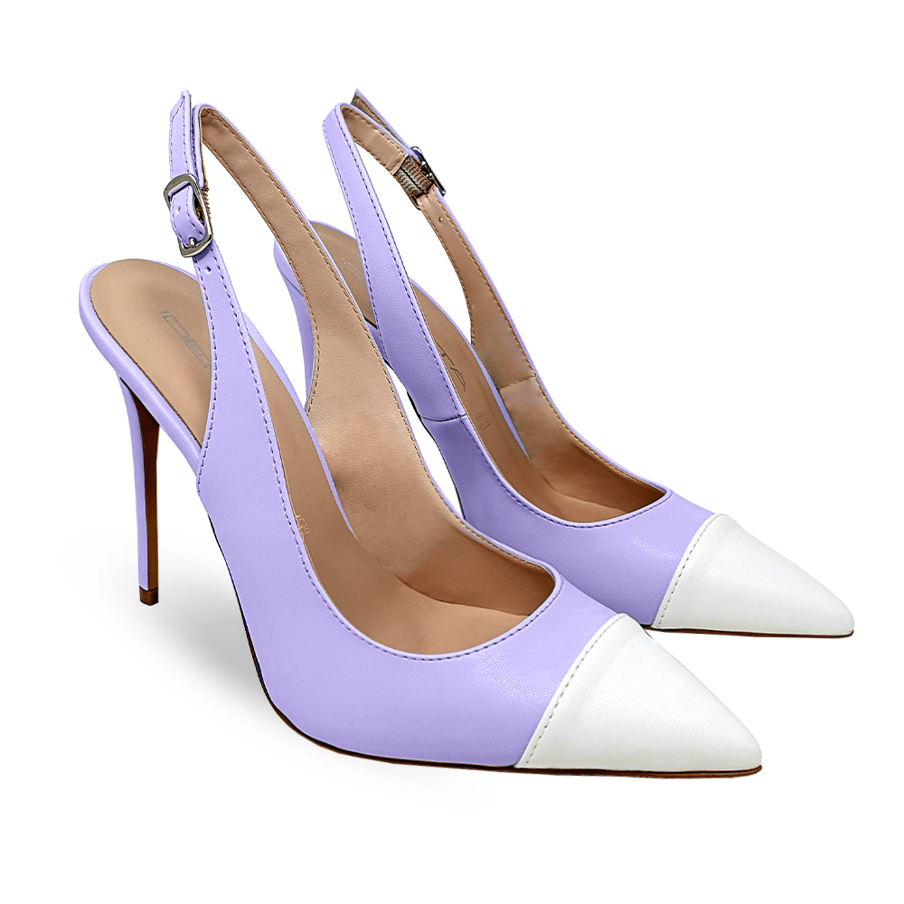 Identità Décolleté Slingback TAKA PELLE LILLA/BIANCO