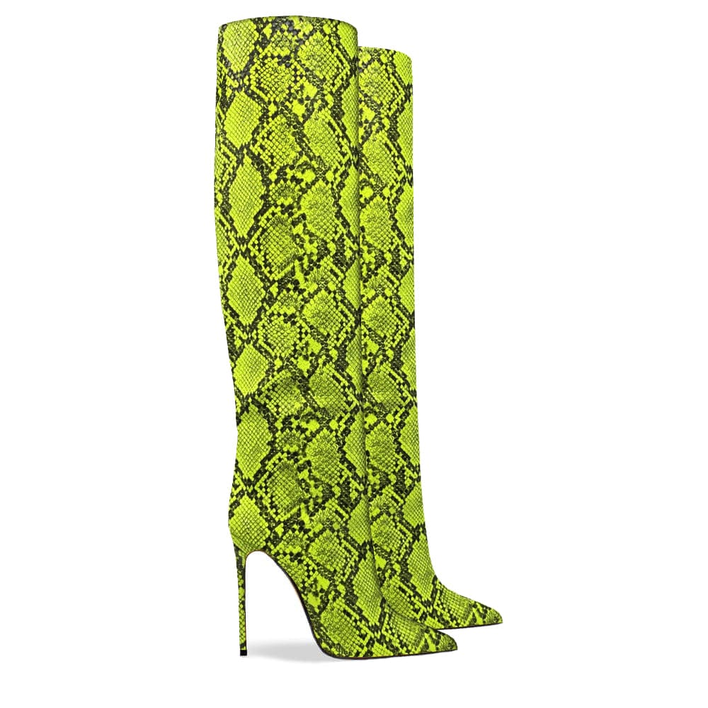 Lime green snakeskin store booties