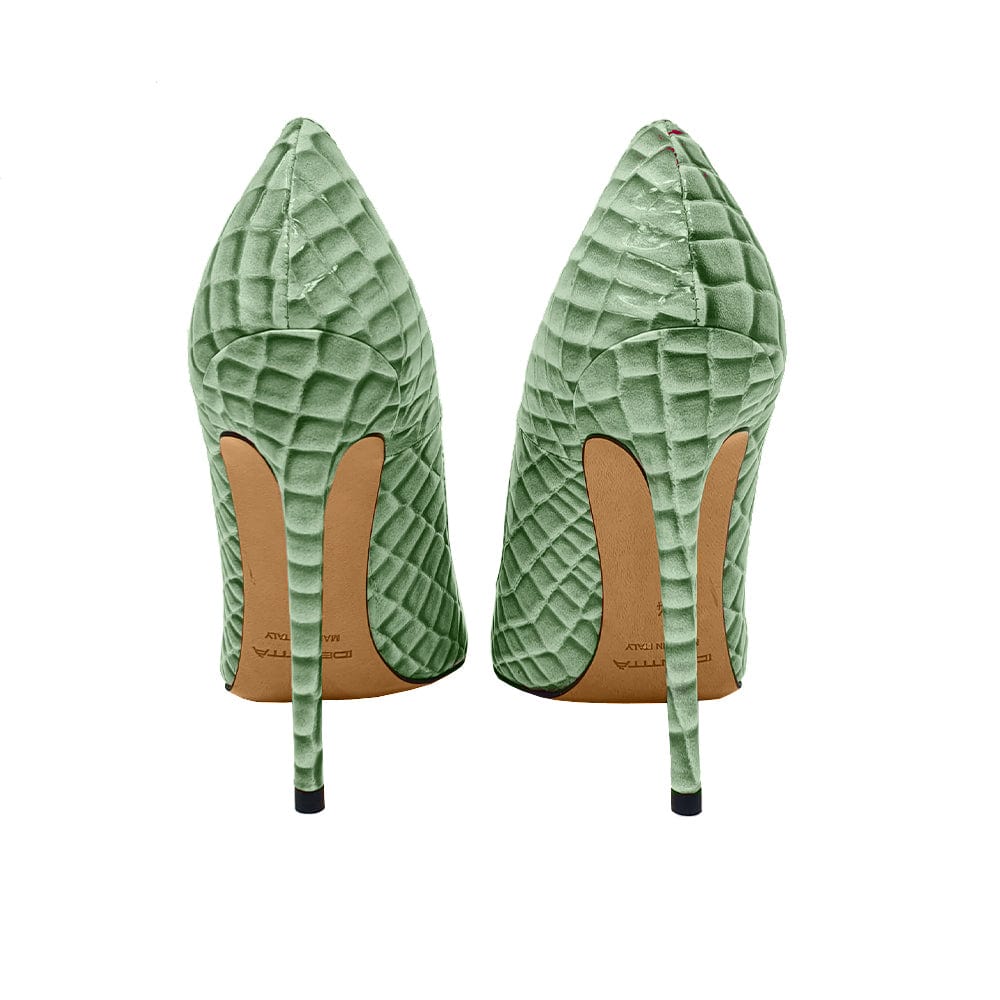 Zapatos de tacón Wilma estampado cocodrilo verde Mujer Identità Shoes